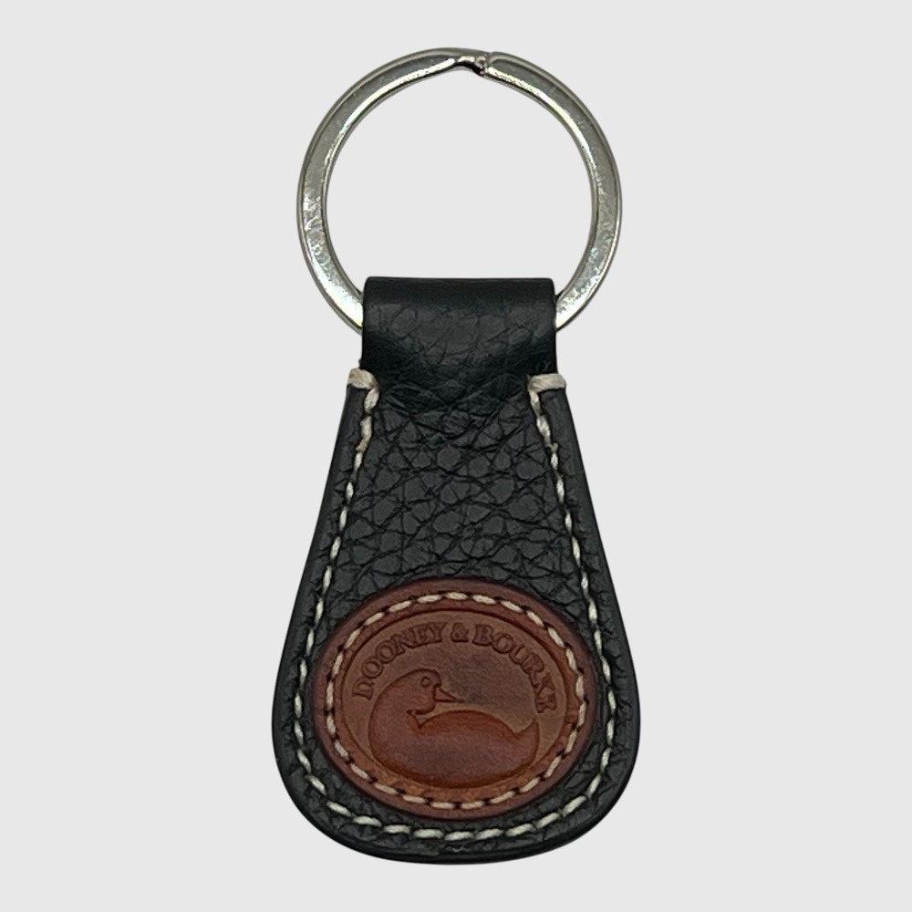 Dooney & Bourke Black Pebbled Leather All Weather Duck Logo Key Fob Keychain